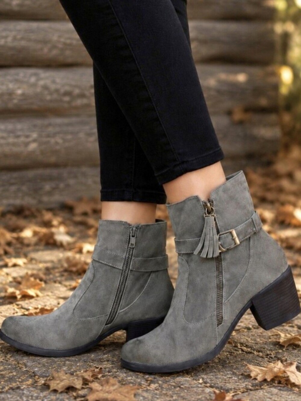 Earth Origins Tori Western Boho Minimalist Harness Block Heel Comfort Bootie 8M